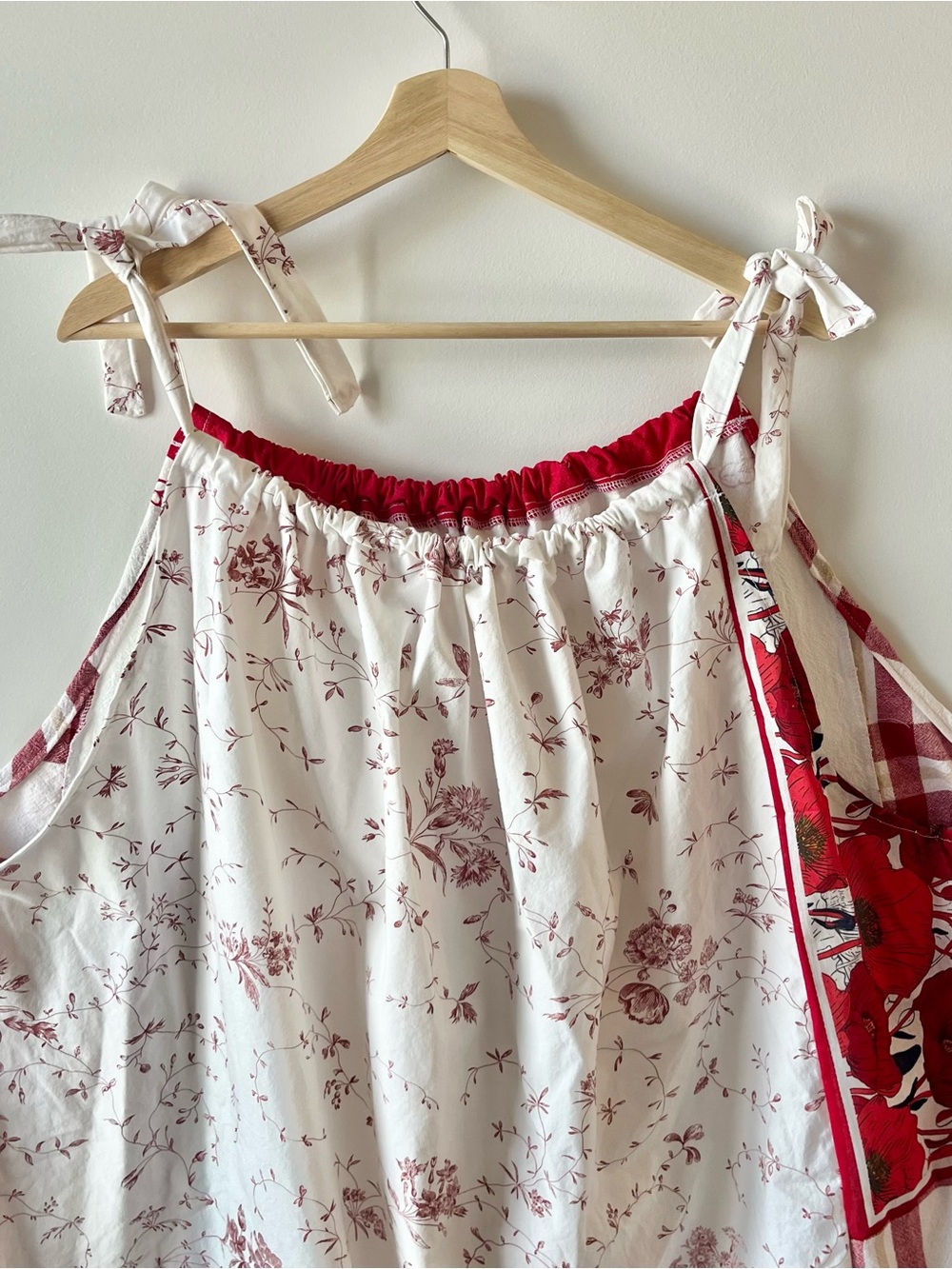 Handmade Quilted Flour Sack Patchwork Sundress with Shoulder Ties SKU 05037 - Picture 5 of 16